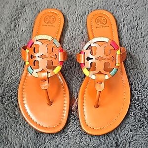 Tory Burch Leather Miller Colorful Sandels Size 10M